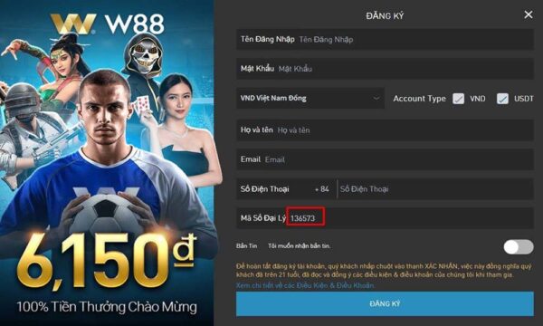 Hướng dẫn cách đăng ký W88 Game trên điện thoại (Mobile)